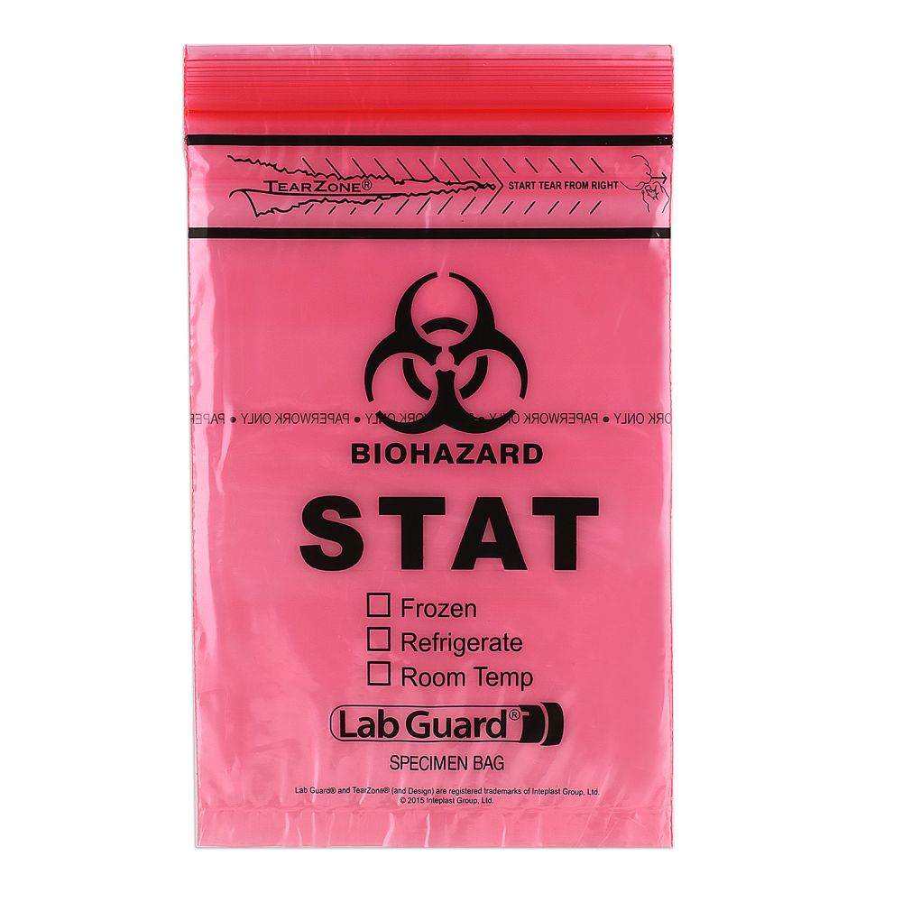 Bag Biohzarad Infectious Waste Transport 2Mil Red/Black Lab Guard® STAT Zip Closures 6'x9' (100/PK 10PK/CS) by Medegen Medical Products LLC  ID 4001